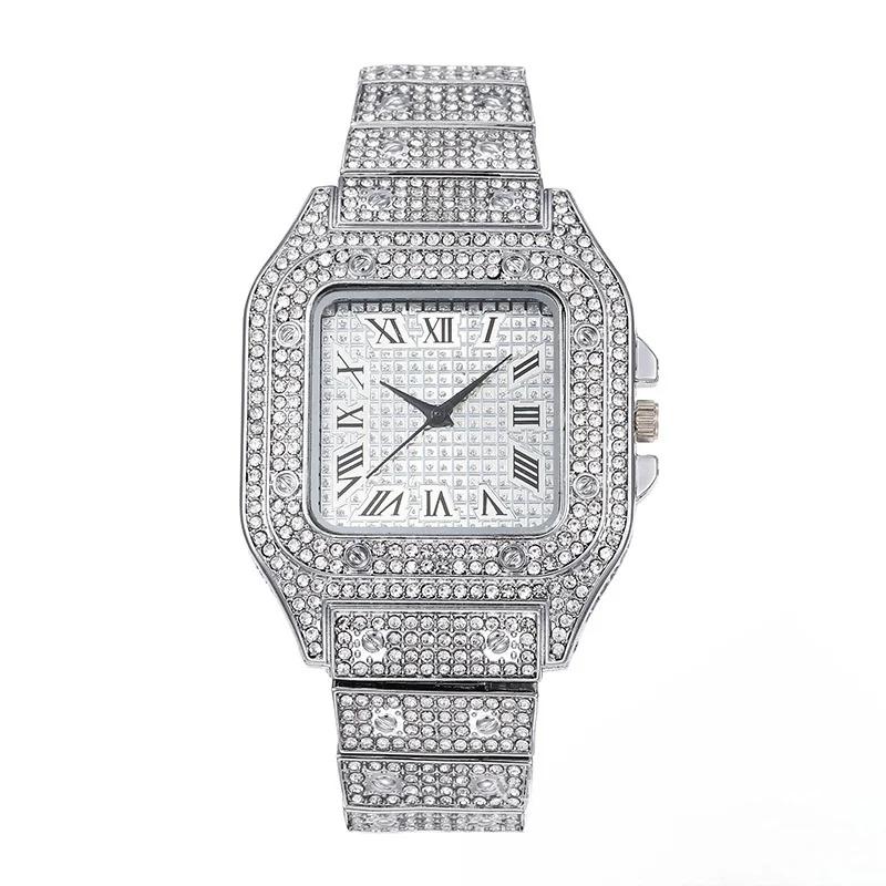 Популярные квадратные часы с бриллиантами Sky Star Water, кварцевые часы для мужчин, мужские часы с бриллиантами и индивидуальным темпераментом для мужчин