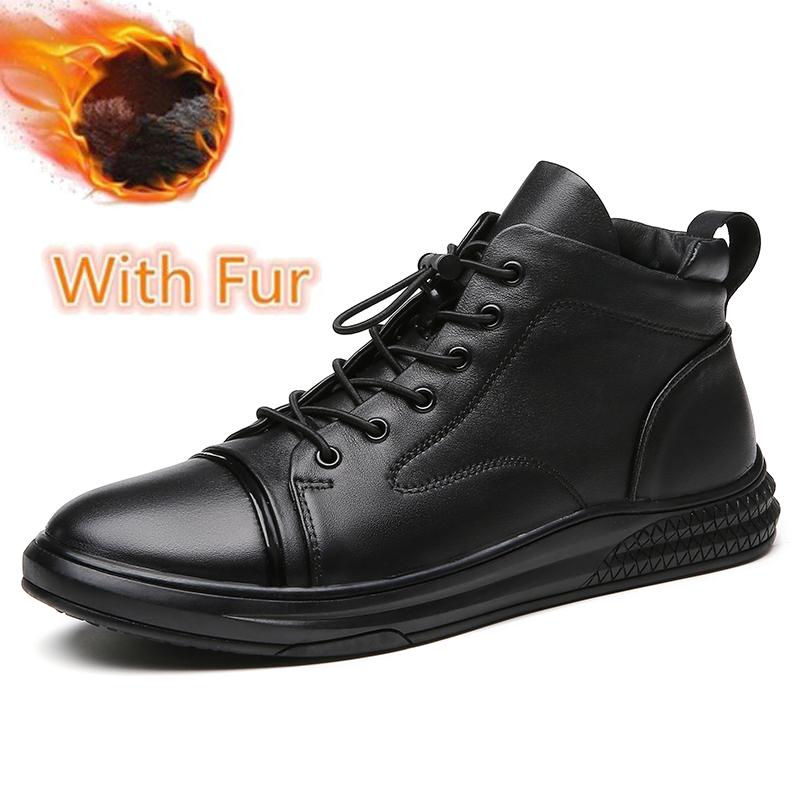 Новое поступление, мужские ботильоны, осенне-зимняя повседневная обувь с высоким верхом, натуральная кожа, мужские базовые ботинки, нескользящие, теплые, кроссовки для активного отдыха