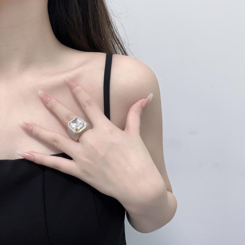 Хип-хоп стиль цирконовое кольцо, роскошное личностное изумрудное мужское и женское кольцо ювелирные изделия партия