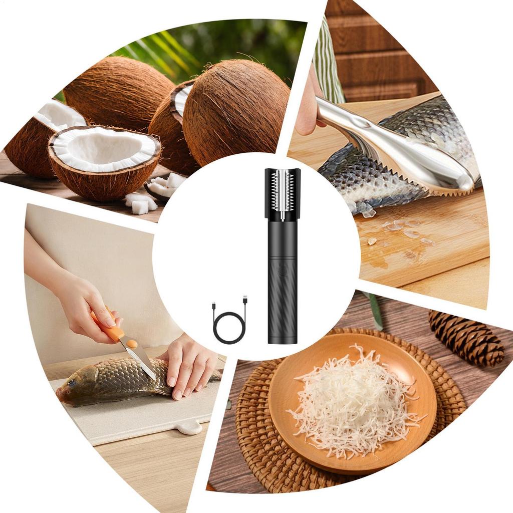 Coco Scraper Wireless Electric Handheld Portable Remover Coco Meat Removal Tool For Meat Fish Kitchen Home Baking Cooking