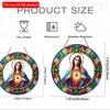 1pc 2d Flat Wood Christian Religion Mary Suncatcher, Translucent Stained Window Hanging, Round Wooden Sign- 20cm Porch, Wall, Home, Room, Cafe Holiday