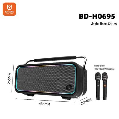 Портативная Bluetooth-колонка для караоке с двумя микрофонами, модель BD-H0695, штекер CN (адаптер в комплекте)