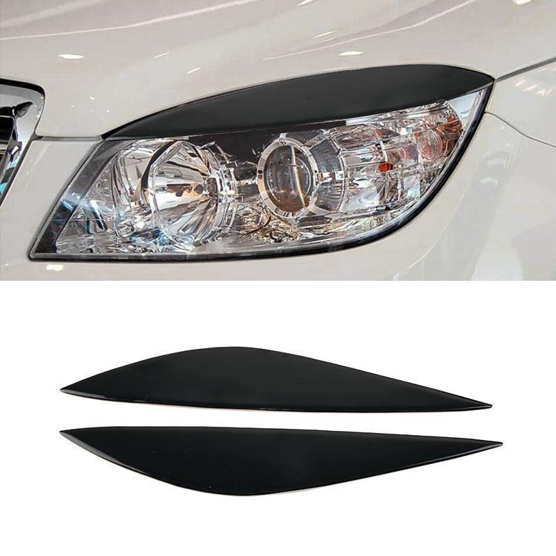 Для Mercedes Benz C Class W204 2008 2009 2010 2011 2 шт. Глянцевый черный Автомобильные передние фары Накладка на веко фары