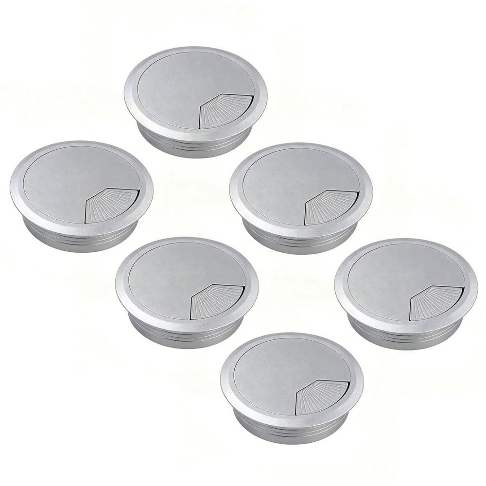 6pcs ABS Desk Grommet Silver Cable Grommet Durable Hole Cover Home