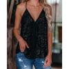 Women's Fashion Casual V-neck Sleeveless Spaghetti Strap Sequins Tank Tops