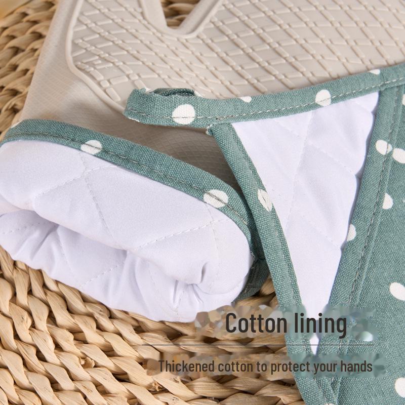 Набор силиконовых противоожоговых перчаток для духовки с хлопковой подкладкой - толстая изоляция для выпечки и микроволновки