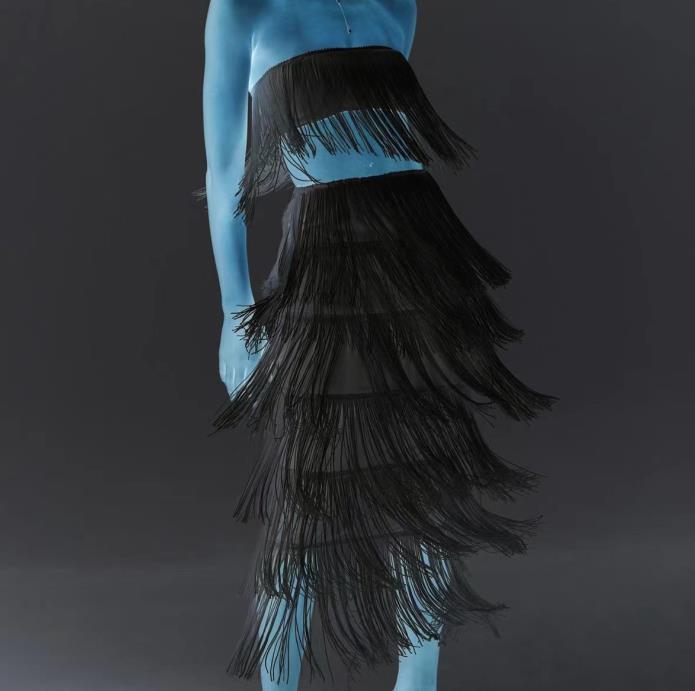 2022 One-Shoulder Two-Piece Tube Top and Tassel Long Skirt Set