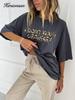 Женская футболка Hirsionsan из 100% хлопка с буквенным принтом, новинка лета 2024, базовые винтажные футболки с графическим рисунком, повседневные свободные женские пары, Topspop