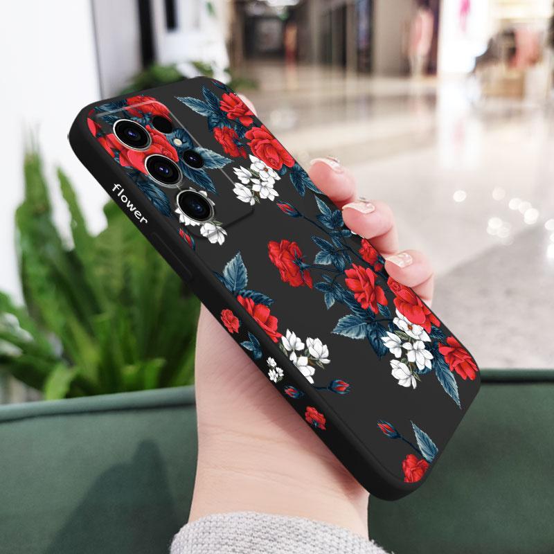 Crimson Roses Phone Case For Samsung Galaxy S25 S24 S23 S22 S21 S20 S10 S10E S9 Ultra Plus FE Note 20 Ultra 10 9 Plus Cover