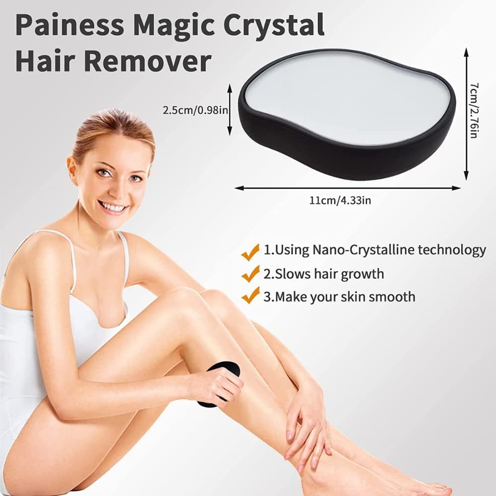 Ластик для волос Crystal Hair Eraser | Многоразовый отшелушивающий инструмент Flawless Magic Removal Stone для безболезненного удаления волос со спины, рук и ног, моющийся и портативный