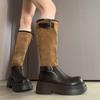 Звездный тот же стиль~ длинные сапоги для женщин, но выше колена 2025 осень новые универсальные сапоги в стиле пэчворк сапоги-рыцари сапоги на наборном каблуке