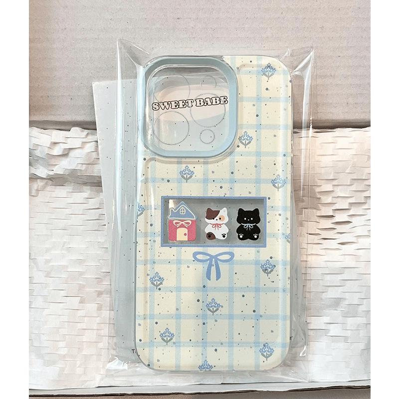 Fresh Blue Plaid Apple iPhone Case - Compatible with 11/12/13/14/15 Pro Max, Simple Transparent Soft Shell.