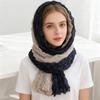 Ladies Shawl Scarf Color-Blocking Pleated Design Versatile Scarf Autumn Winter Outdoors Commuting Long Scarf