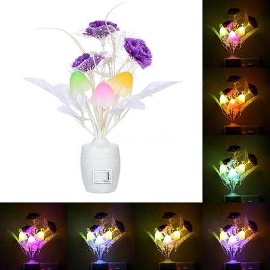 Светодиодная ваза для цветов, настенная розетка, датчик света, меняющий цвет, ночная лампа, декор