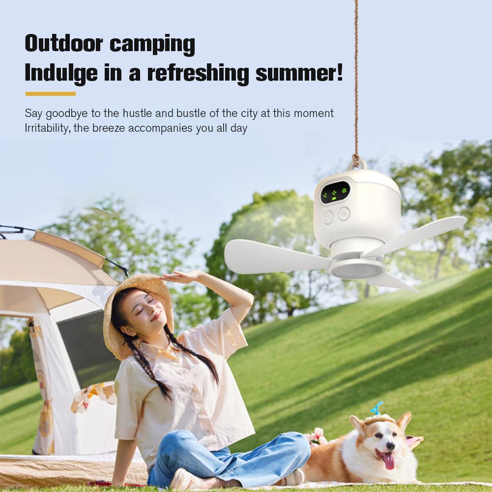 Portable Wireless Ceiling Fan Light 8000mAh Rechargeable Camping Fan with Remote Control Tent Fan for Outdoor Dorm Office Cooler