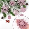 12Pcs/set Pink Glitter Snowflake Ornaments Christmas Decoration Hanging Xmas Tree Pendant for Home Decor Winter Party Supplies