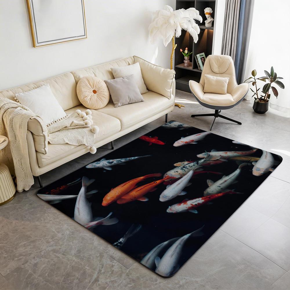 Animal A Koi Floor Mat Eco Flannel Doormat Non Slip Odorless Indoor Floor Rug Soft Short Plush Home Mat