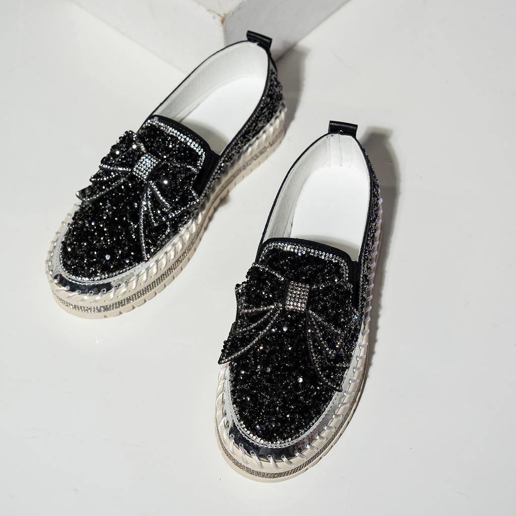 Туфли Muffin Shoes Женские туфли большого размера Лоферы на платформе Весна-лето Туфли Lazy Shoes Педаль со стразами