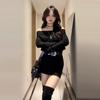 Осенне-зимнее новое платье-туника с одним плечом в стиле Spice girl, с длинным рукавом, короткое, для создания образа 'чистого желания', диагональный плечевой ремень, талия