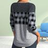 Топы для женщин 3D серый черный блок принт круглый вырез длинный рукав футболка осень повседневный тонкий пуловер женский длинный рукав топ