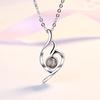 Love Heart-shaped Projection Necklace for Women, Family Portraits In Dozens of Languages, Made of Names, Texts, and Color Photos
