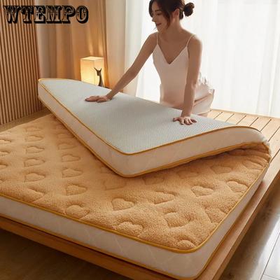 Шерсть ягненка Школьное общежитие Кровать Матрас Наматрасник Складной Высококачественный Мягкий Матрас Зимний Утолщенный Плюшевый Спальня Простыня Татами Плюшевый Наматрасник