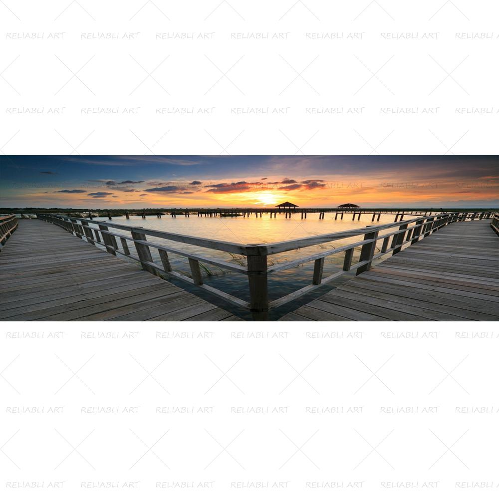 Деревянный мост, постеры и принты, холст, картина, Настенный декор, озеро, небо, пейзаж, настенное искусство для гостиной, современный домашний декор, без рамки