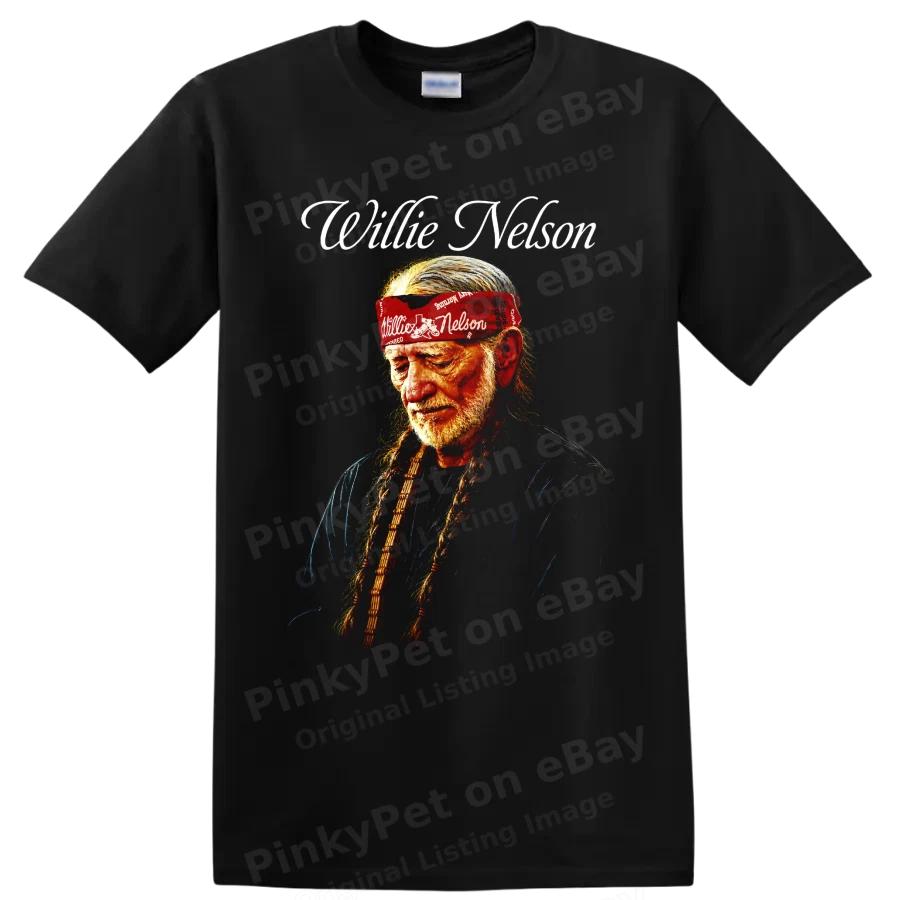 Willie Nelson Country Singer Portrait T Shirt Red Bandana Music Fan Tee Gift