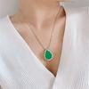 Ladies 925 Sterling Silver Chain Necklace Paraiba Emerald Tourmaline Gemstone Pendant Necklace Water Drop Fine Jewelry
