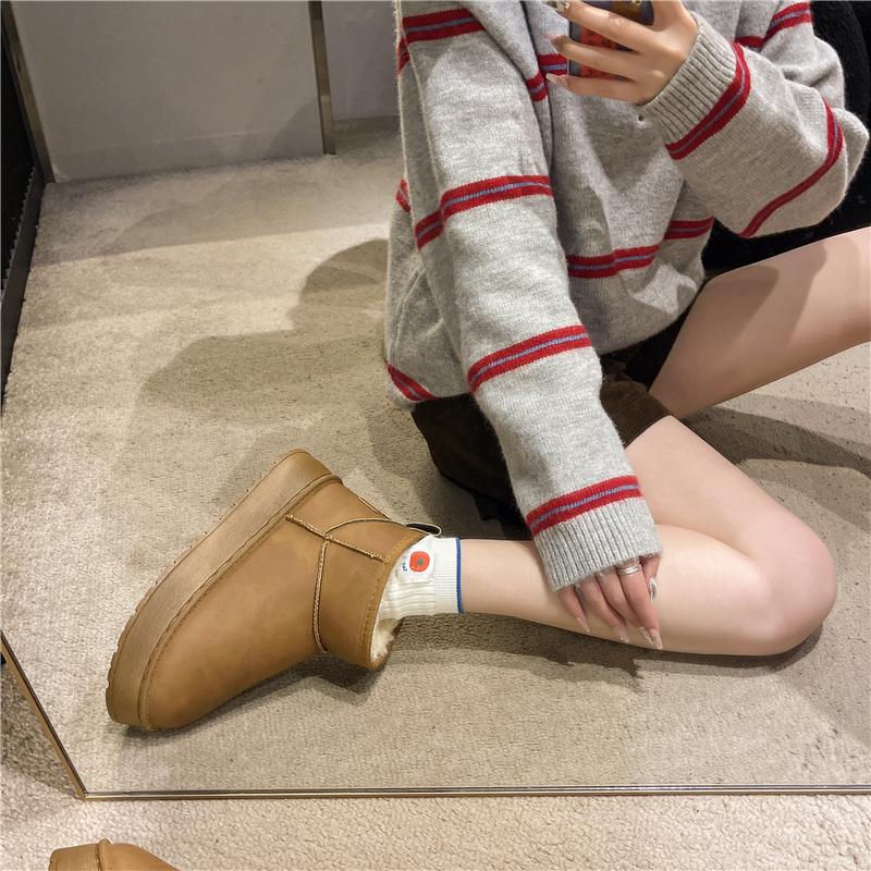 Зимние женские короткие плюшевые теплые зимние ботинки, повседневная обувь, новые замшевые ботильоны «Челси» на плоской подошве, женская обувь на платформе, Botas