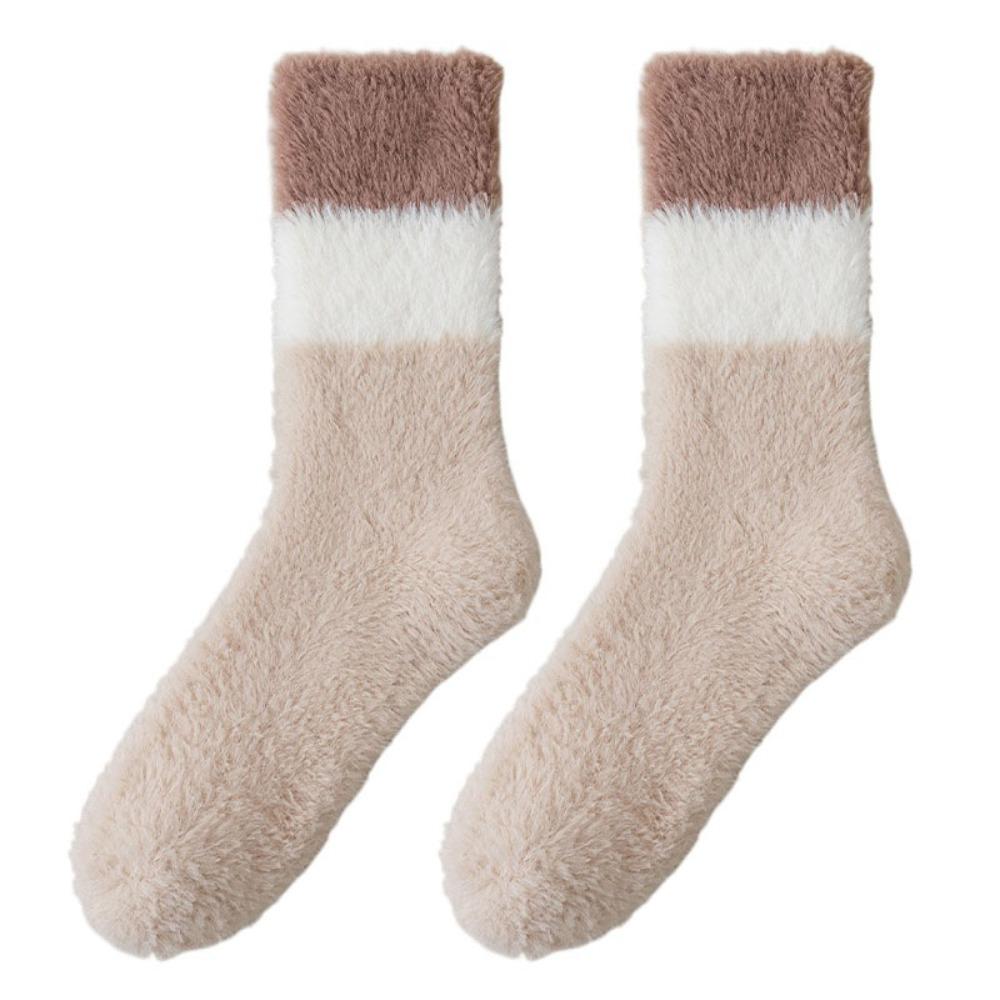 Winter Coral Fleece Socks Sleeping Mid Tube Socks Women Floor Plush Socks For Female Men