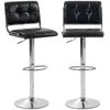 Bar Stools Modern PU Leather Adjustable Breakfast Bar Stools Backrest Set of 2 Black