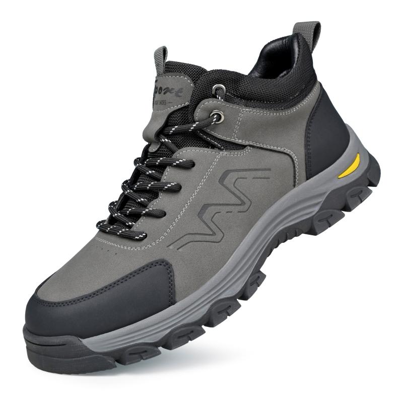 Men Outdoor Travel Hiking Mountaineering Shoes Large Genuine Leather High Top Casual Shoes  Anti Slip Wear-Resistant Sneaker