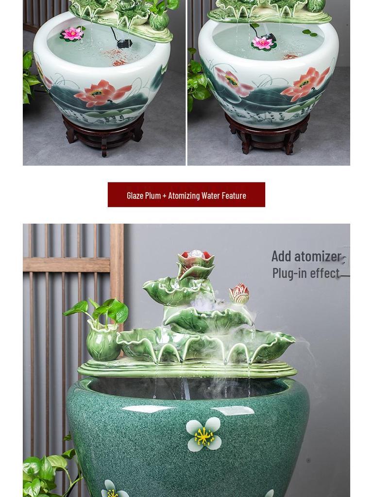 Цзиндэчжэньский аквариум для золотых рыбок: Напольный керамический водный объект для балкона, офиса или гостиной.