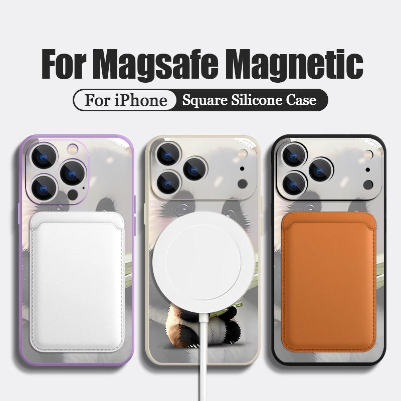 Чехол для iPhone 17 Pro Max Милый рисунок Маленький Панда Магнитный Для Magsafe Силиконовый Чехол Для iPhone 16 Pro Max Funda iPhone 15 14 13 12 11 16E Air