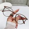 Tr90 Retro Literary And Artistic Cold Tea Ultra-Light Glasses Frame Plain Face And Thin Matching Degree Anti-Blue Flat Mirror Brown Frame
