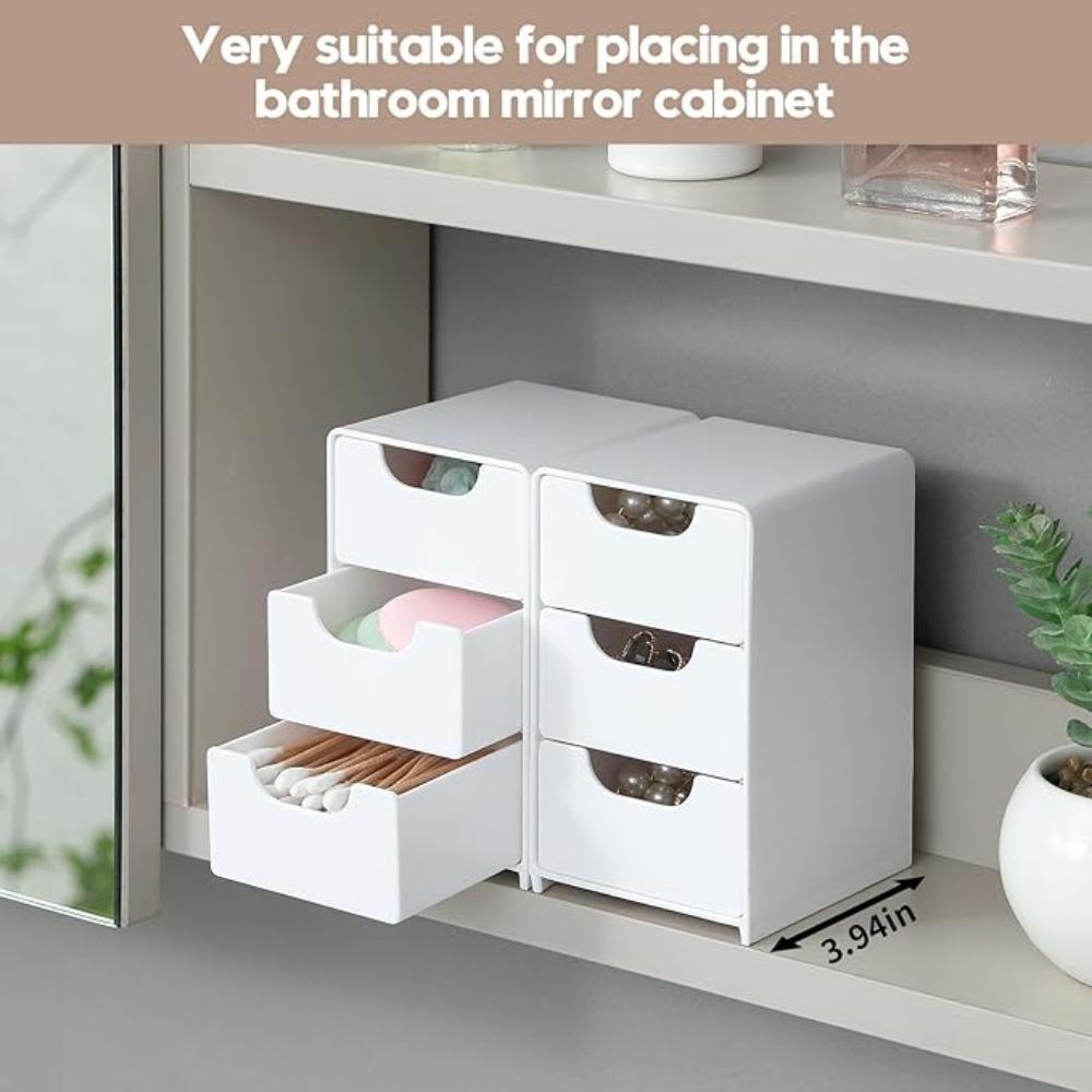 1 шт. Мини-органайзер с 3 ящиками, многофункциональный ящик для хранения офисных принадлежностей, косметики, ювелирных изделий и предметов первой необходимости для ванной комнаты