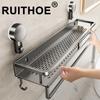 Suction Cup Bathroom Rack Bathroom Shelf Toilet Space Aluminum No Drill Hanging Rack Bathroom Organizer Hang On the Wall Ecoco