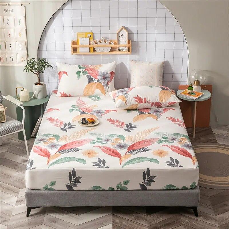 Однослойная простыня из 100% хлопка с принтом, мягкая и удобная простыня и наматрасник, фиксируемый резинкой.