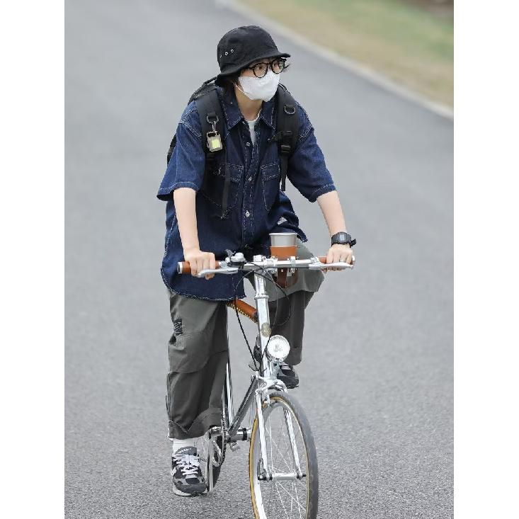 Японский ретро модный бренд летняя свободная джинсовая рубашка с короткими рукавами художественная молодежная рабочая рубашка мужская и женская многослойная куртка