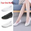 2025 New Style Women's Black Mesh One-Strap Wedge Heel Nurse Shoes, Flat Bottom with Hollow Design.