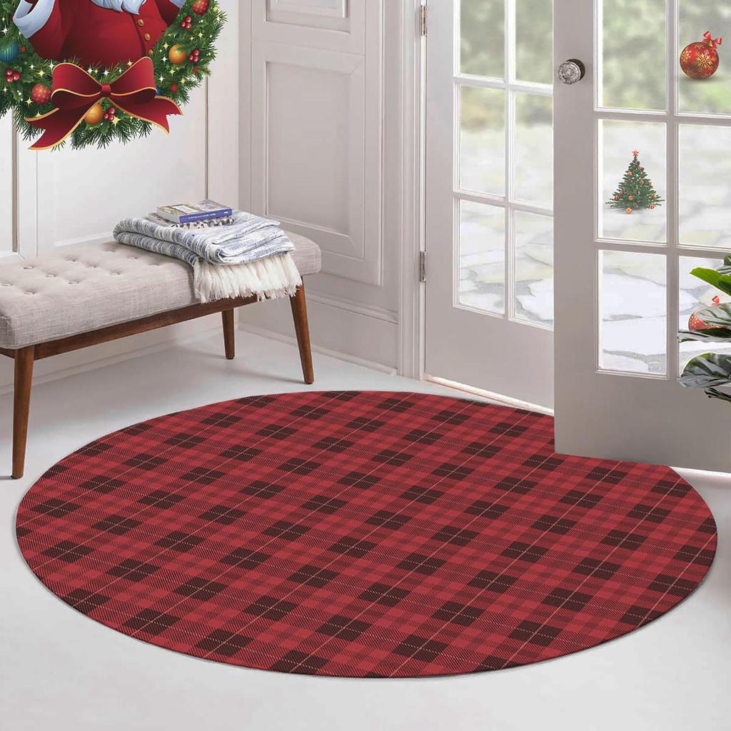 Рождественская концепция Декоративный тонкий машинный тканый хлопок Нескользящая основа Моющийся ковер для комнаты
