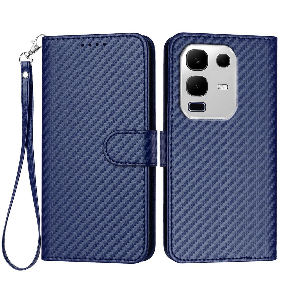 For Infinix Note 50x 5G Wallet Case with Strap Carbon Fiber Texture Leather Mobile Cover