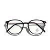 Semi-Metal Frame Round Retro Flat Mirror Women Brown Plain Glasses Men