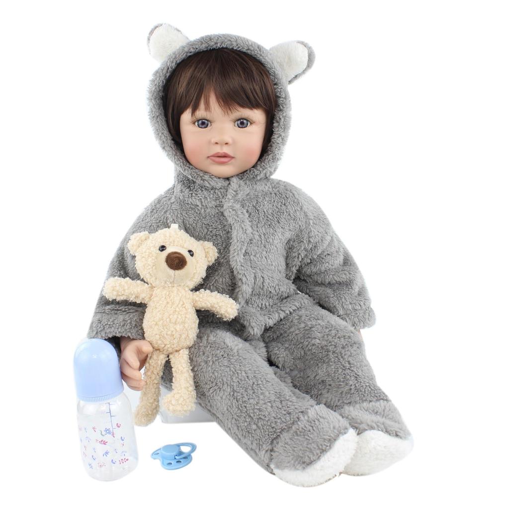 BZDOLL 60 см кукла реборн для мальчиков и девочек-партнеров (Тканевый корпус, мягкая силиконовая конечность) Реалистичная 24-дюймовая малышка Alive Bebe