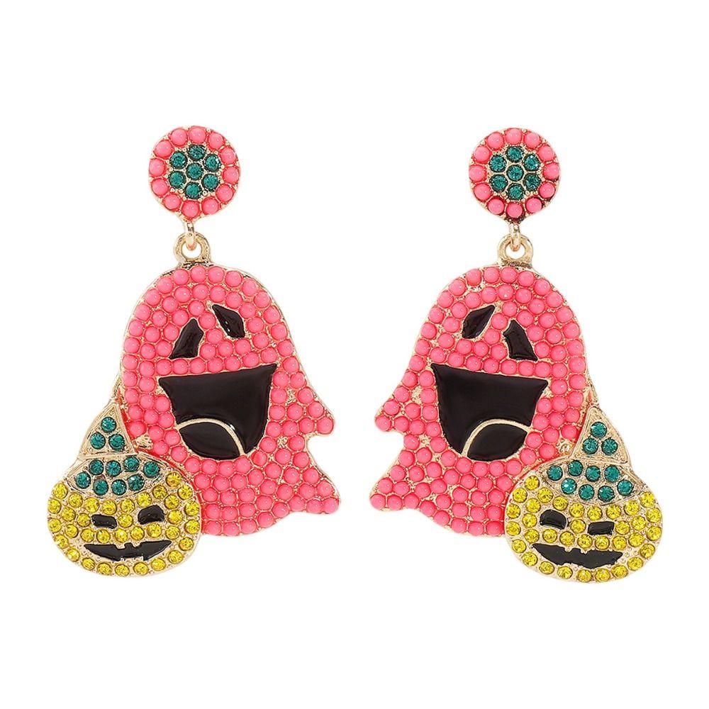Irregular Ghost Pumpkin Earrings Pearl Halloween Party Jewelry Cool Cute Ghost Earrings  Lady