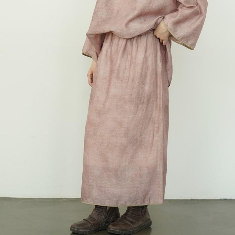 Johnature Women Vintage Solid Color Skirts Elastic Waist Summer Chinese Style Female Skirts