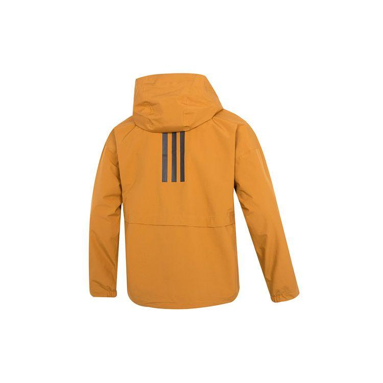 Adidas Traveer Водонепроницаемая тканая куртка с капюшоном и полосками с логотипом Мужская верхняя одежда Желтый HG6013