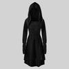 Women Cosplay Dress Gothic Solid Color Lace-up Strap Slim Waist Irregular Hem Hooded Long Sleeves Theme Parties Role-Playing St Practical Use