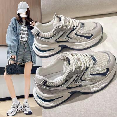 Кроссовки на платформе Dad Shoes для женщин, новые весенне-осенние, серебристые, дышащие, увеличенные, белые, повседневные, в стиле ретро в стиле Гонконга